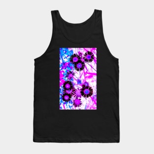 Inverted Pink Blue Summer Flowers Pattern Tank Top